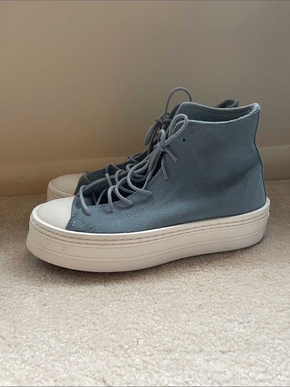 Converse All-Star Modern Lift Suede High-Top Platform Sneakers in Slate Blue - Picture 3 of 5